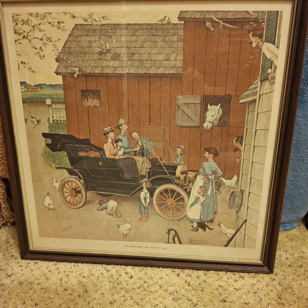 Vintage Framed Print (The Famous Model T Was Boss Of The Road) Norman  Rockwell